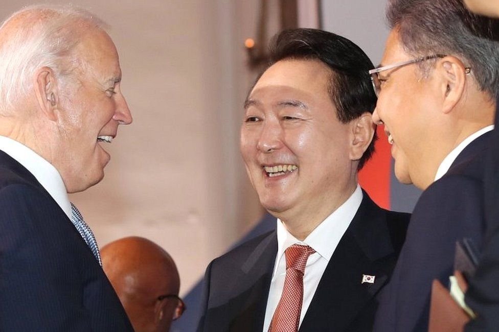 Presidente da República da Coreia, Yoon Suk-Yeol e Presidente dos Estados Unidos da América, Joe Biden.